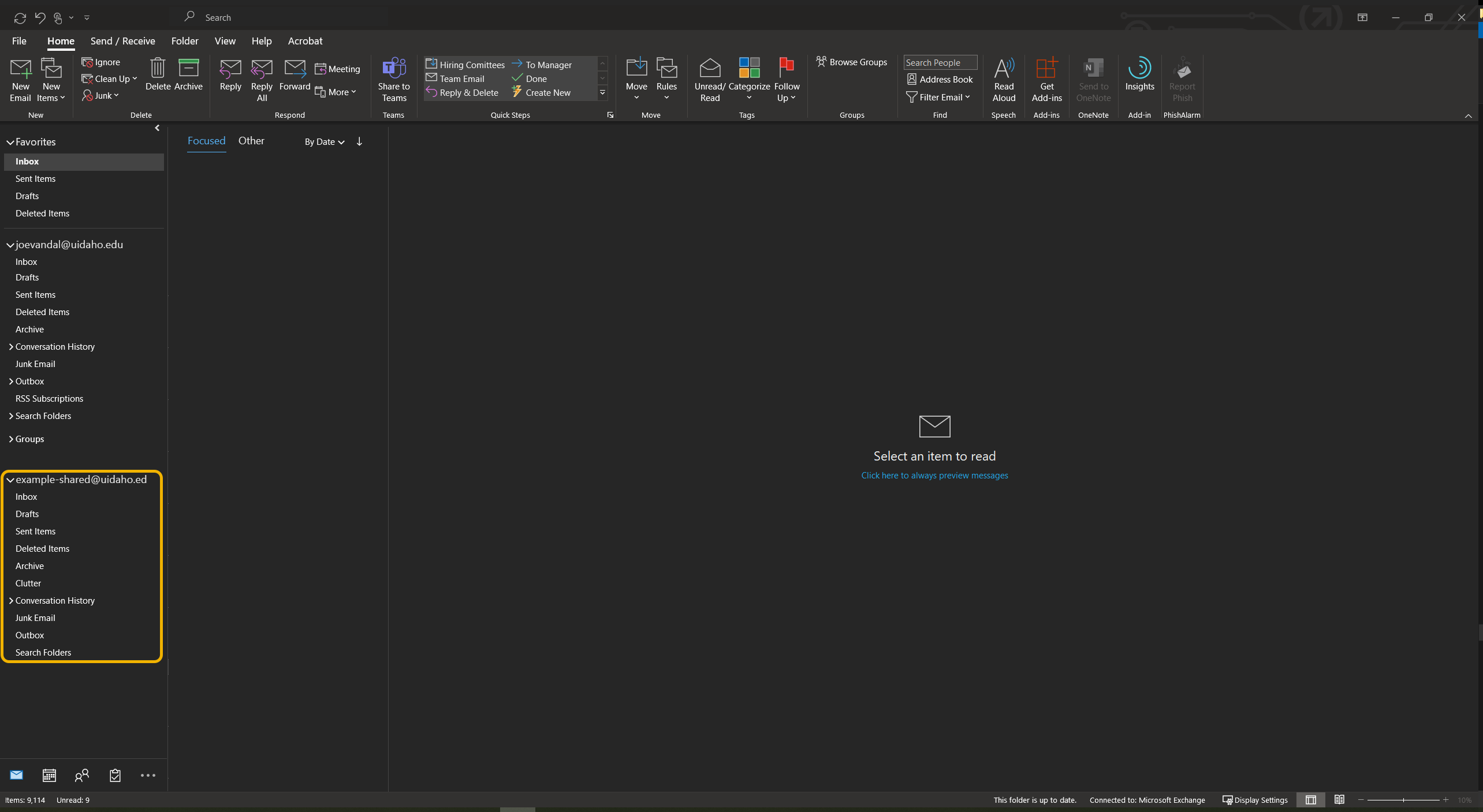This image highlights the new shared inbox.
