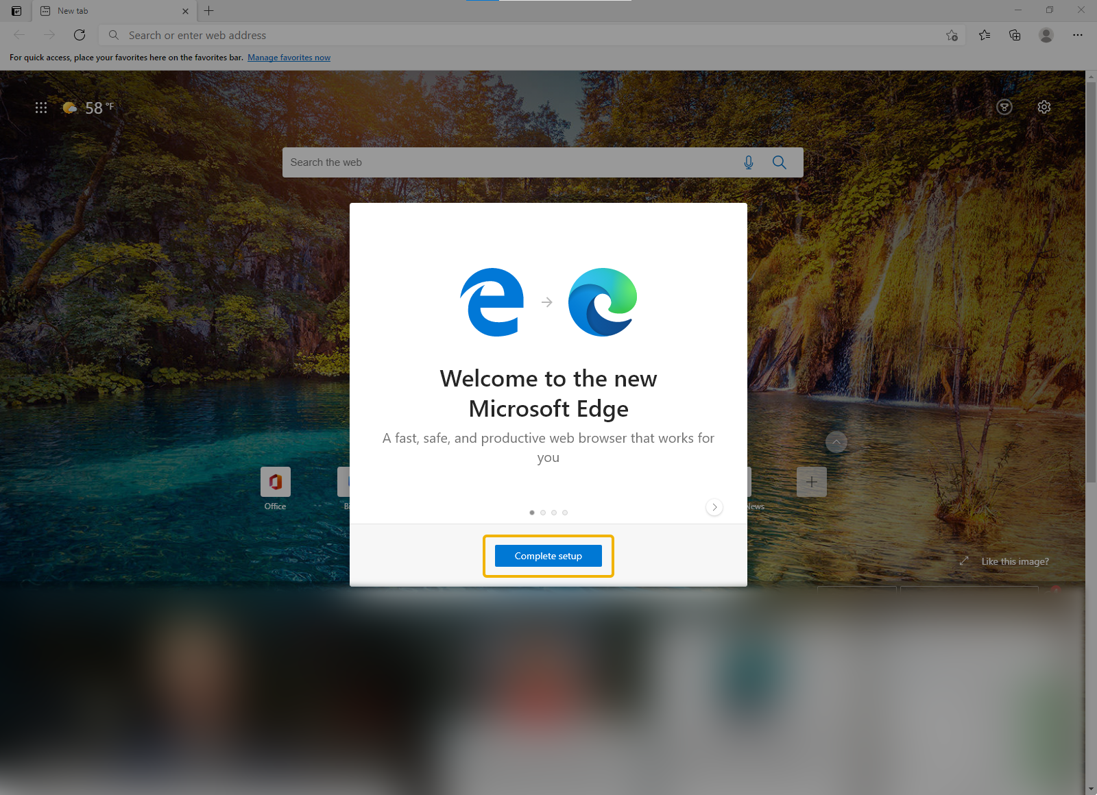 The image depicts a prompt to complete setup.