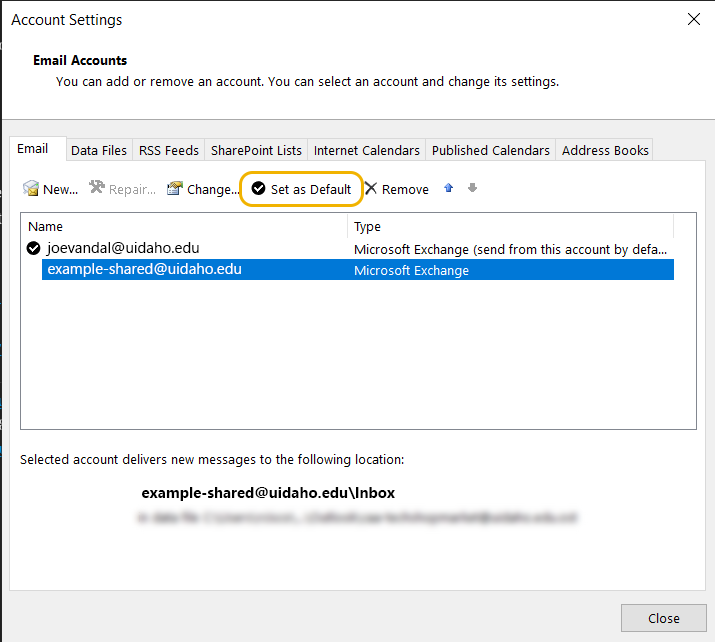 This image shows how to set an image as default.