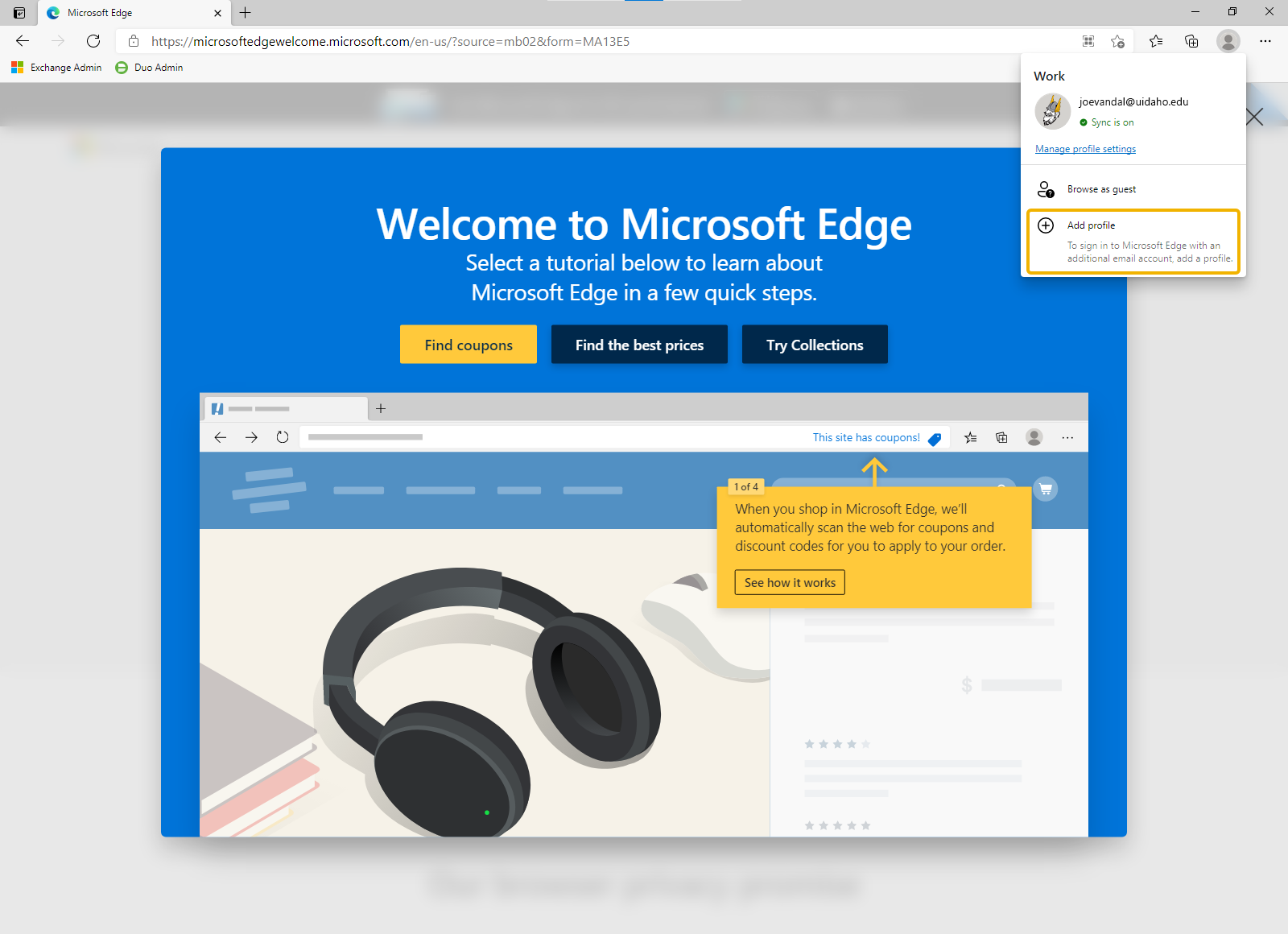 This image demonstrates how to use the add profile button.