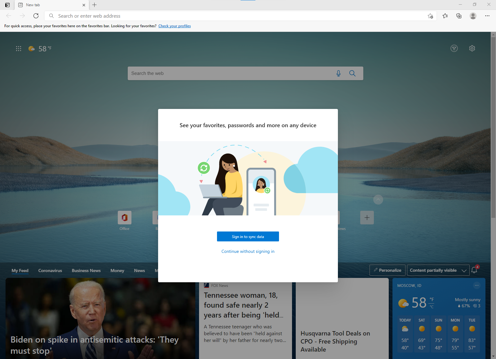This photo depicts a request to sign in to sync data